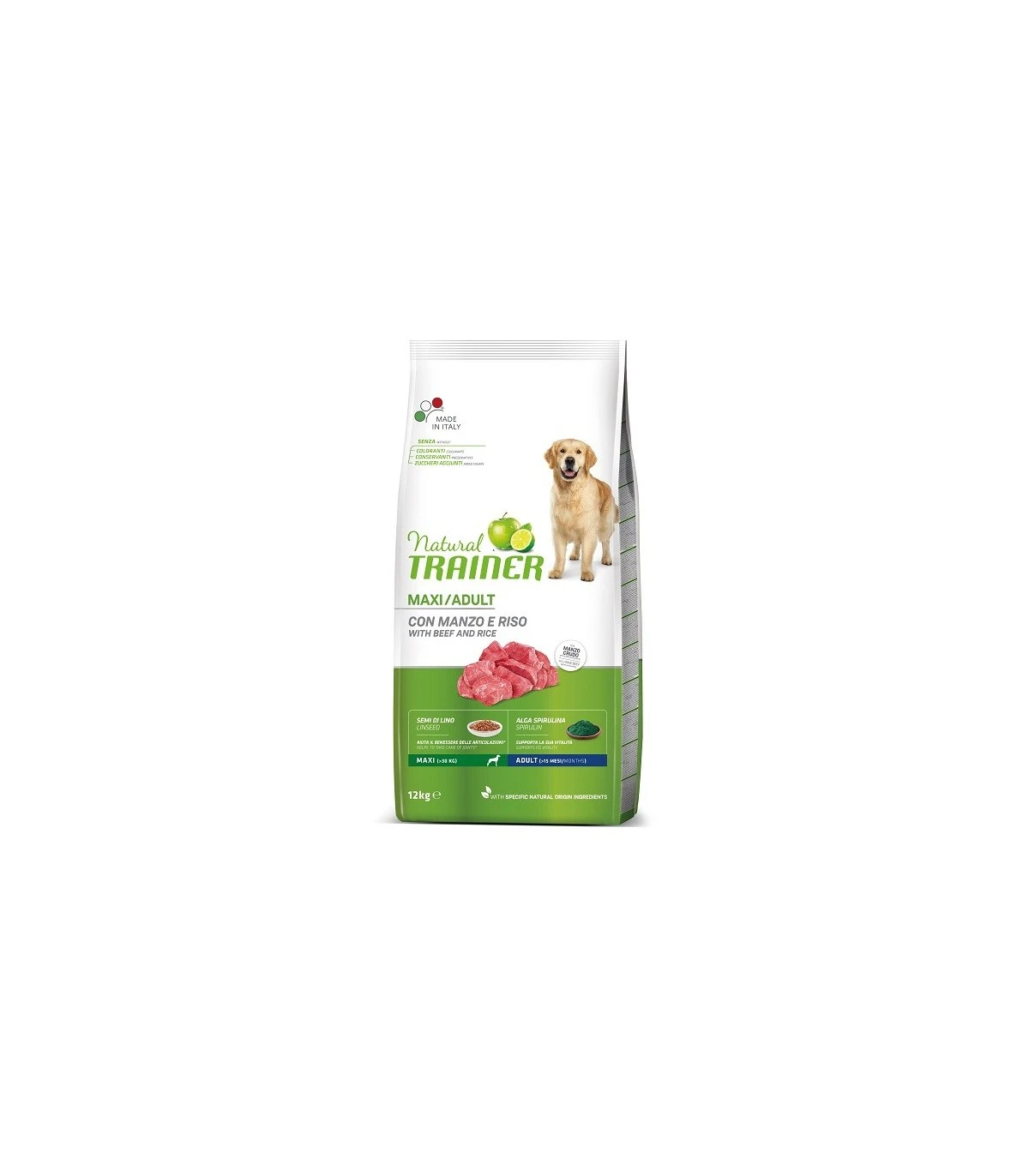 Natural Trainer Cane Adult Maxi Con Manzo E Riso 12 Kg 1 Natural Trainer Cane Adult Maxi Con Manzo E Riso 12 Kg