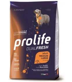 Prolife Cane Dualfresh Adult Tacchino Maiale & Riso Medium Large 12 Kg