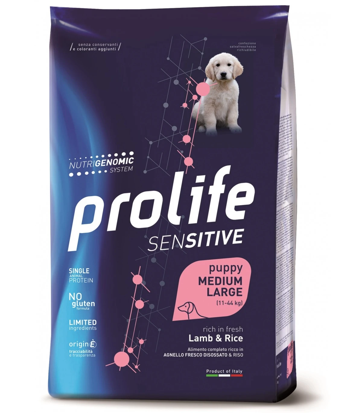 Prolife Cane Sensitive Puppy Agnello & Riso Medium Large 10 Kg 1 Prolife Cane Sensitive Puppy Agnello & Riso Medium Large 10 Kg