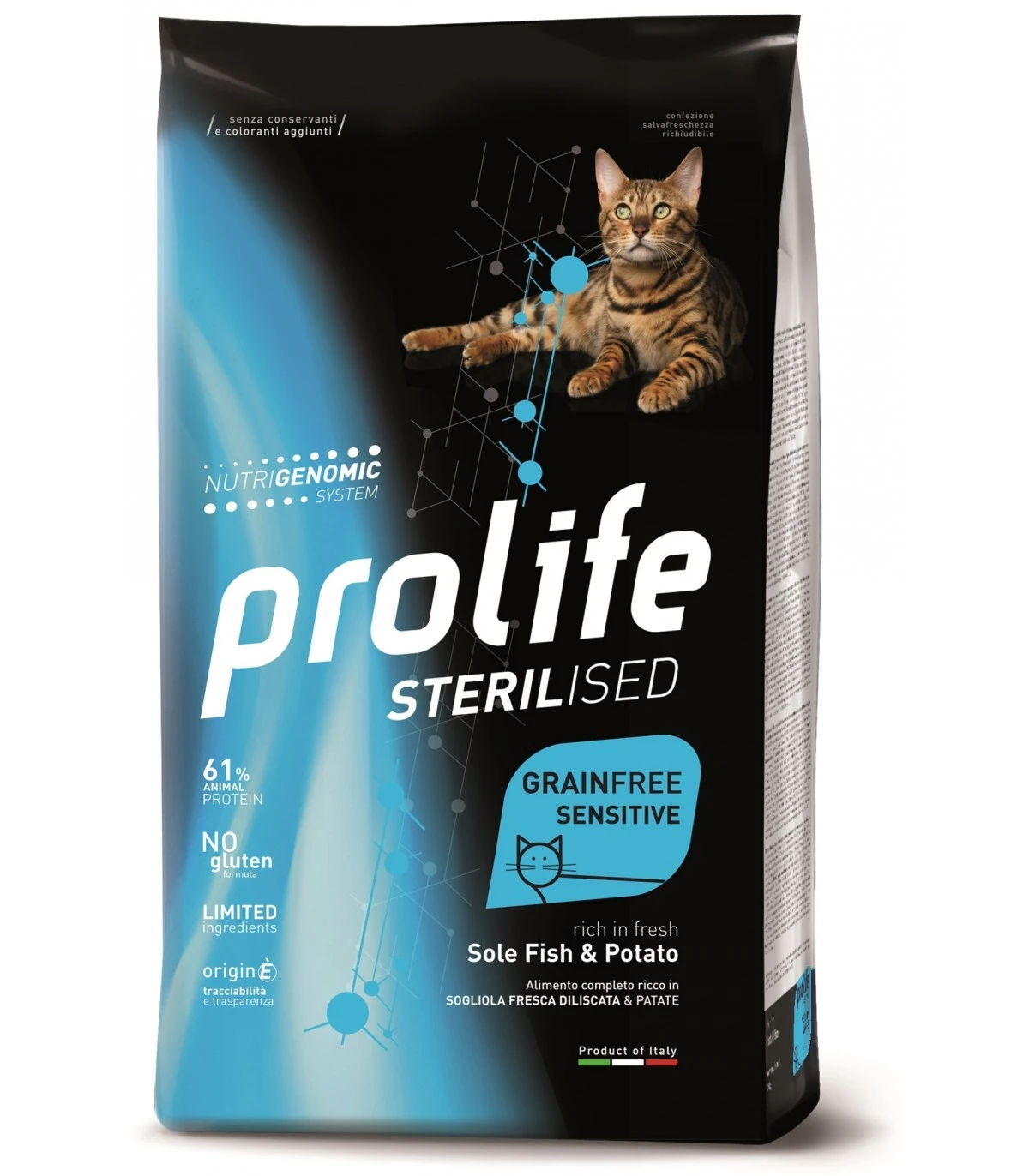 Prolife Gatto Sterilised Grainfree Sensitive Adult Sogliola E Patate 1,5 Kg 1 Prolife Gatto Sterilised Grainfree Sensitive Adult Sogliola E Patate 1,5 Kg